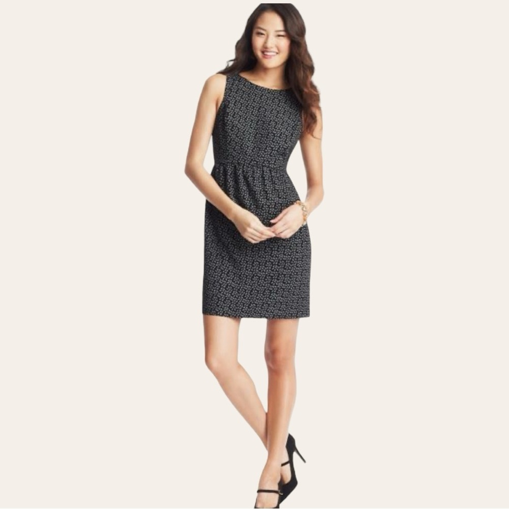 Loft Black and White sprinkle print Tulip Dress- Size 8